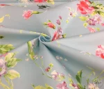 Light Blue Background Curtain Fabric with Pink Roses Pattern - Image 4