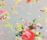 Light Blue Background Curtain Fabric with Pink Roses Pattern - Image 5
