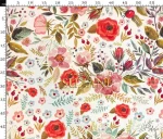 Light-colored floral patterned upholstery fabric.