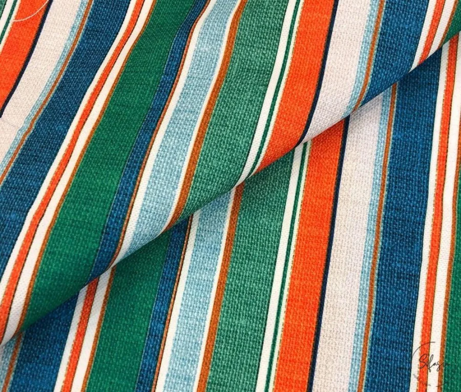 Linen Colored Striped Curtain Fabric Linen Colored Striped Curtain Fabric - Image 1