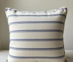 Linen Effect Blue Striped Fabric - Image 4