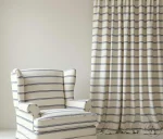 Linen Effect Blue Striped Fabric - Image 5