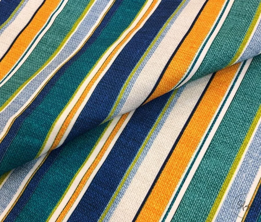 Linen-Look Colorful Striped Curtain Fabric Linen-Look Colorful Striped Curtain Fabric - Image 1