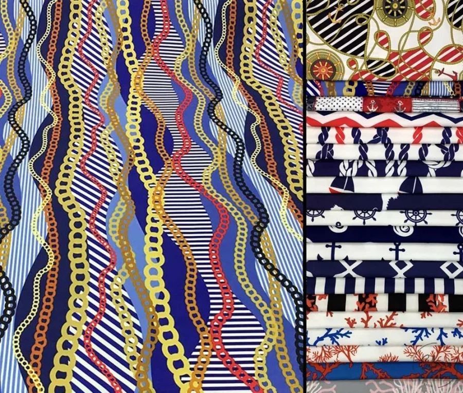 Multicolored Chain Pattern Upholstery Fabric Multicolored Chain Pattern Upholstery Fabric - Image 1