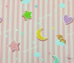Pink Striped Children's Curtain Fabric