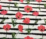 Pink Violet Patterned Upholstery Fabric with Black Stripes - Image 3