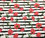 Pink Violet Patterned Upholstery Fabric with Black Stripes