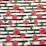 Pink Violet Patterned Upholstery Fabric with Black Stripes