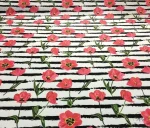 Pink Violet Patterned Upholstery Fabric with Black Stripes - Image 4