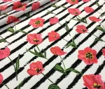 Pink Violet Patterned Upholstery Fabric with Black Stripes - Image 5