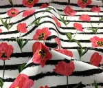 Pink Violet Patterned Upholstery Fabric with Black Stripes - Image 6