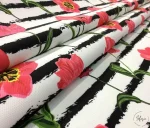 Pink Violet Patterned Upholstery Fabric with Black Stripes - Image 8