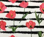 Pink Violet Patterned Upholstery Fabric with Black Stripes - Image 9