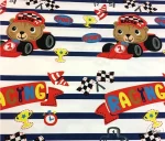 Race Car Patterned Striped Children's Curtain Fabric
