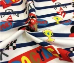 Race Car Patterned Striped Children's Curtain Fabric - Image 4