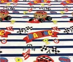 Race Car Patterned Striped Children's Curtain Fabric - Image 5