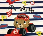 Race Car Patterned Striped Children's Curtain Fabric - Image 6