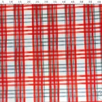 Red and Grey Plaid Upholstery Fabric