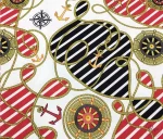 Red and Navy Blue Marine Patterned Upholstery Fabric - Image 3