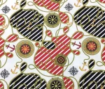 Red and Navy Blue Marine Patterned Upholstery Fabric