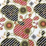Red and Navy Blue Marine Patterned Upholstery Fabric