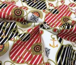 Red and Navy Blue Marine Patterned Upholstery Fabric - Image 5