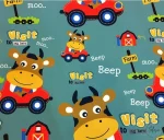 Red Car Themed Baby Room Curtain Fabric - Image 3
