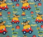 Red Car Themed Baby Room Curtain Fabric