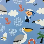 Sea-themed children's chair cover fabric.
