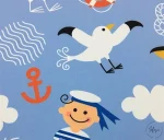 Sea-themed children's chair cover fabric. - Image 4