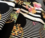 Stripe Ground Black Spot Patterned Upholstery Fabric - Image 4