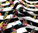 Striped Background Floral Feathers Patterned Upholstery Fabric - Image 6