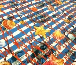 Striped Orange Starfish Pattern Upholstery Fabric - Image 3