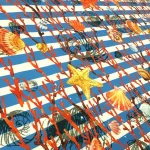 Striped Orange Starfish Pattern Upholstery Fabric