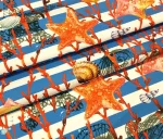 Striped Orange Starfish Pattern Upholstery Fabric - Image 5