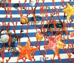 Striped Orange Starfish Pattern Upholstery Fabric - Image 7