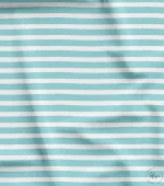 Turquoise and White Horizontal Stripe Pattern Upholstery Fabric