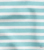 Turquoise and White Horizontal Stripe Pattern Upholstery Fabric - Image 4