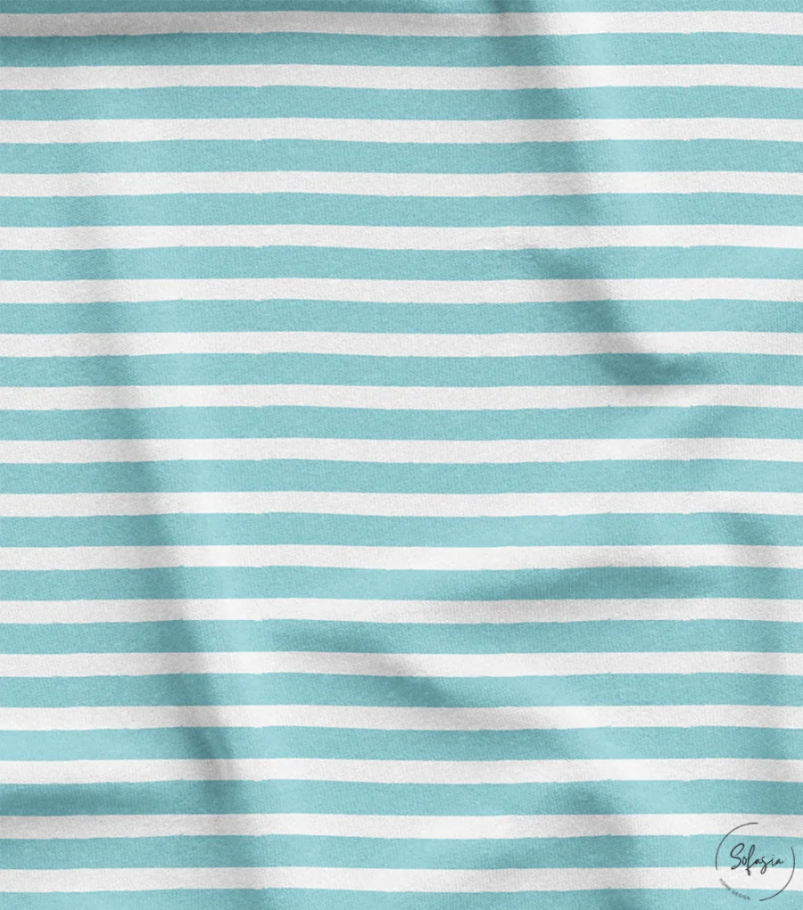 Turquoise and White Horizontal Stripe Pattern Upholstery Fabric Turquoise and White Horizontal Stripe Pattern Upholstery Fabric - Image 1