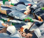 Wavy Ocean Pattern Baby Curtain Fabric - Image 3