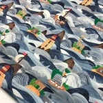 Wavy Ocean Pattern Baby Curtain Fabric