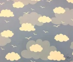 White and Blue Cloud Pattern Upholstery Fabric