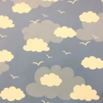 White and Blue Cloud Pattern Upholstery Fabric