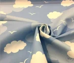 White and Blue Cloud Pattern Upholstery Fabric - Image 4