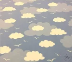 White and Blue Cloud Pattern Upholstery Fabric - Image 6