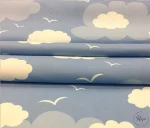 White and Blue Cloud Pattern Upholstery Fabric - Image 7