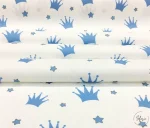 White and Blue Crown Pattern Upholstery Fabric - Image 3