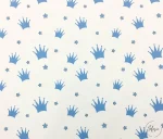 White and Blue Crown Pattern Upholstery Fabric