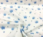 White and Blue Crown Pattern Upholstery Fabric - Image 6