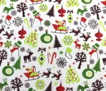 White and Green Christmas Themed Upholstery Fabric - Image 3